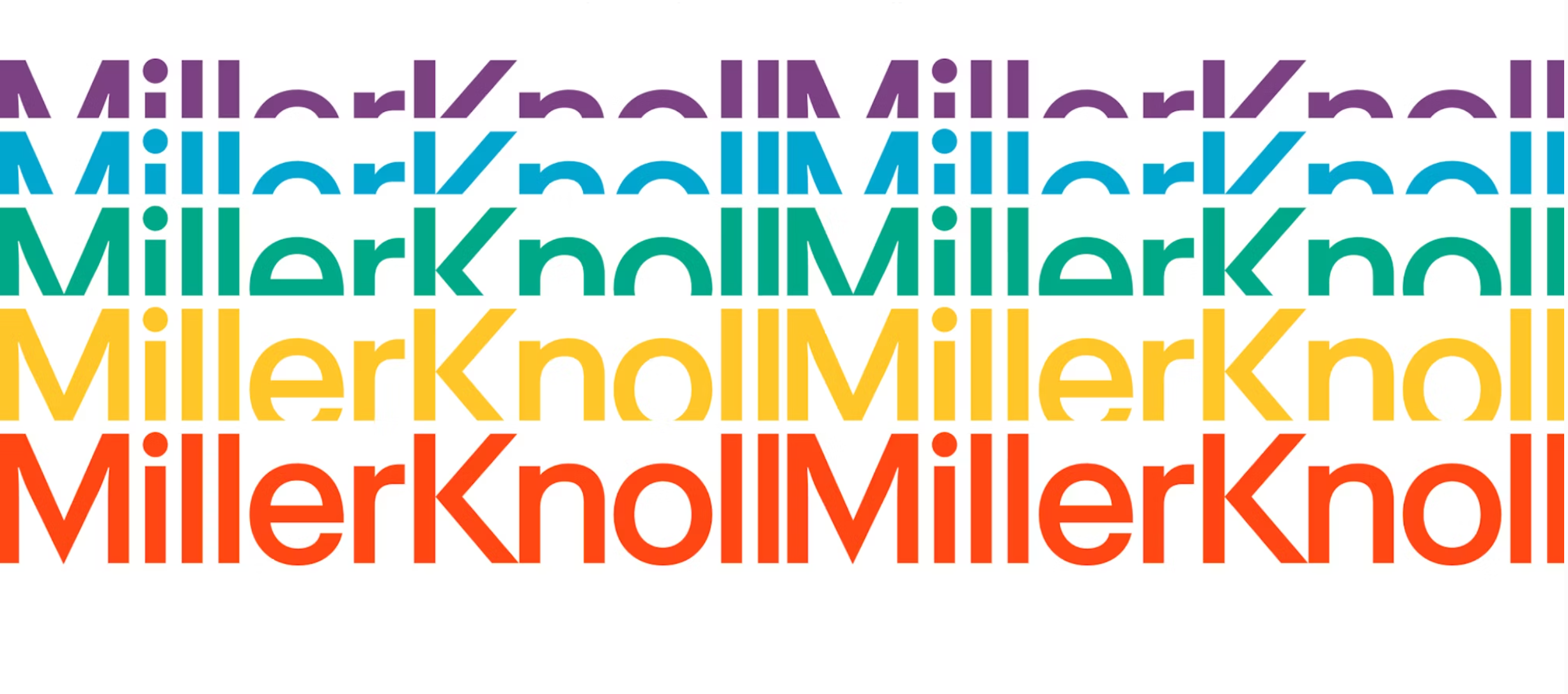 MILLER KNOLL LOGO IN MANY COLORS LOOKING LIKE A WATERFALL